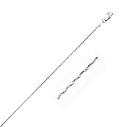 14k White Gold Round Snake Chain 0.9mm