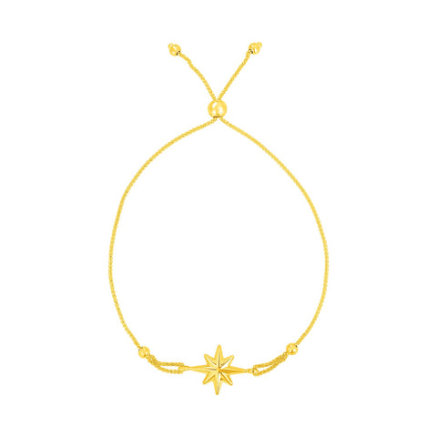14K Yellow Gold Adjustable Bracelet with Star