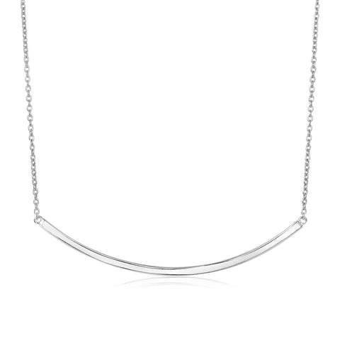 Sterling Silver Polished Curved Bar Necklace
