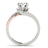 14k White And Rose Gold Bypass Shank Diamond Engagement Ring (1 1/3 cttw)