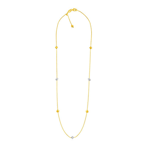 14k Two Tone Gold Necklace with Polished Cubes