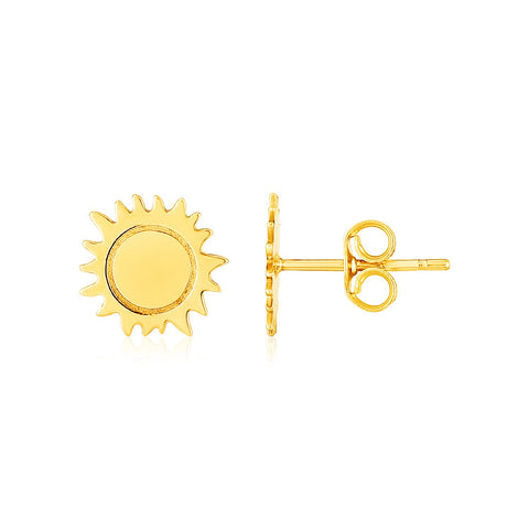 14K Yellow Gold Sun Earrings