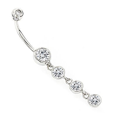 Dangling Belly Button Ring Gold and Diamonds 1.65ct