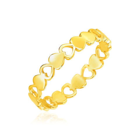 14k Yellow Gold Ring with Polished Teardrop Motifs
