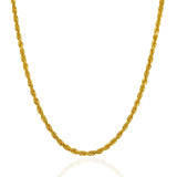 3.0mm 14k Yellow Gold Solid Diamond Cut Rope Chain