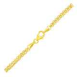 14k Yellow Gold Double Rolo Chain Anklet with an Open Heart Station