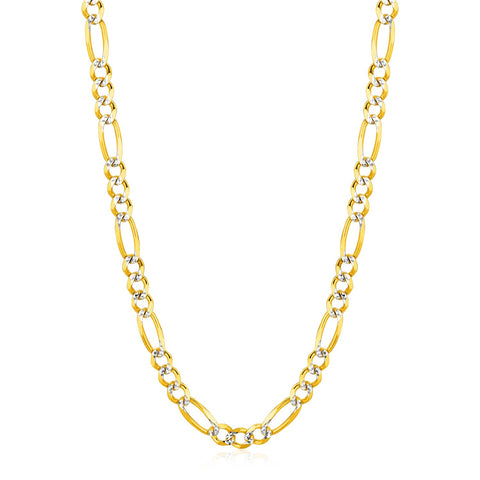 6.0mm 14K Yellow Gold Solid Pave Figaro Chain