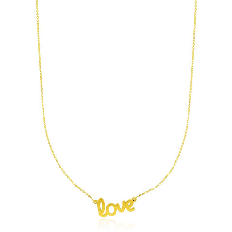 14k Yellow Gold Script LOVE Necklace
