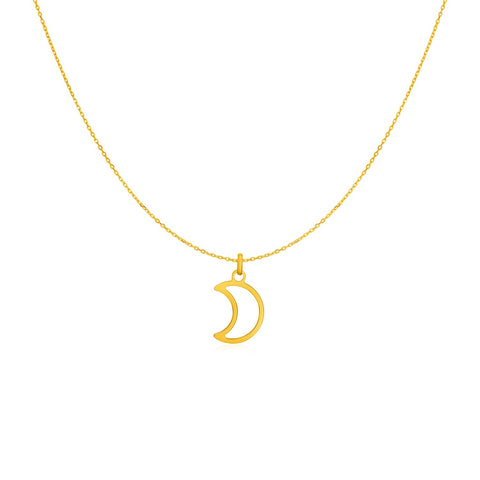 14k Yellow Gold Necklace with Moon