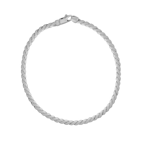 14K White Gold Twisted Link Bracelet