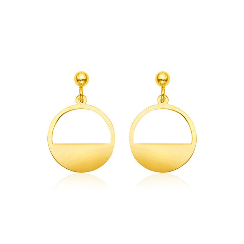 14k Yellow Gold Half Open Circle Earrings
