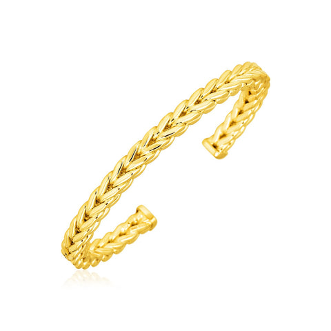 14K Yellow Gold Franco Chain Cuff Bangle