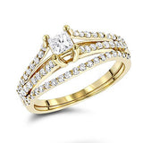 14K Gold Unique Diamond Engagement Ring Set 0.61ct