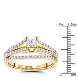 14K Gold Unique Diamond Engagement Ring Set 0.61ct