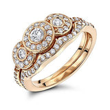 0.90ct Unique Engagement Ring Set 14K Gold