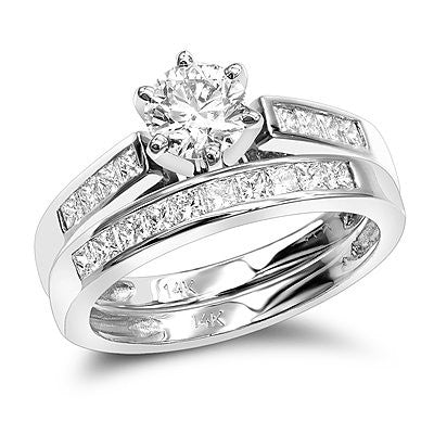 14K Gold 1.07ct Diamond Engagement Ring Set