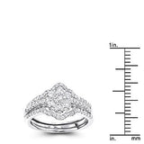 14K Gold 1.11ct Cluster Diamond Ring Set Trio