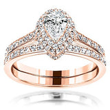 1.18ct 14K Designer Diamond Engagement Ring Set