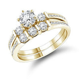 1.28ct 14K Gold Diamond Designer Engagement Ring Set