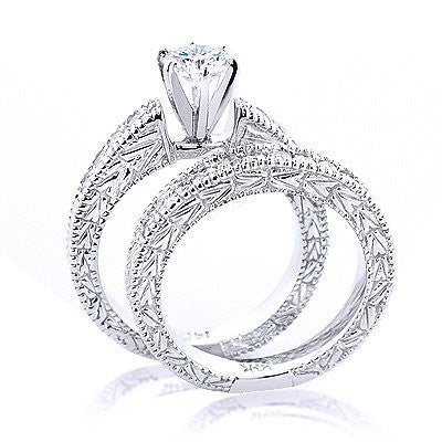 0.98ct 14K Gold Designer Diamond Engagement Ring Set