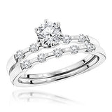 Designer 14K Gold 0.77ct Engagement Ring Set