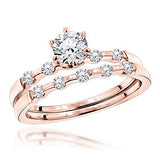 Designer 14K Gold 0.77ct Engagement Ring Set