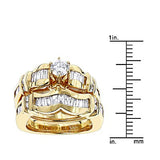 14K Gold 2.51ct Diamond Designer Engagement Ring Set