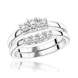 0.55ct 18K Gold Diamond Three Stones Engagement Ring Set