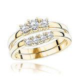 0.55ct 18K Gold Diamond Three Stones Engagement Ring Set