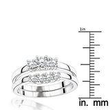 0.55ct 18K Gold Diamond Three Stones Engagement Ring Set