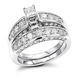 3.07ct 14K Round Princess Diamond Engagement Ring Set