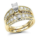 3.07ct 14K Round Princess Diamond Engagement Ring Set