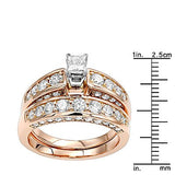 3.07ct 14K Round Princess Diamond Engagement Ring Set