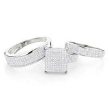 10K Gold  Diamond Wedding Ring Trio Ring Sets 1.25ct