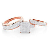 10K Gold  Diamond Wedding Ring Trio Ring Sets 1.25ct