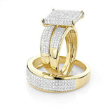 10K Gold  Diamond Wedding Ring Trio Ring Sets 1.25ct