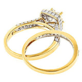 1.93ct 14K Gold Princess Cut Diamond Halo Engagement Ring Set