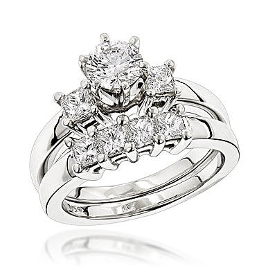 1.10ct 14K Gold Diamond Designer Engagement Ring Set