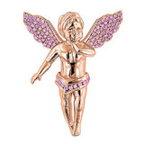 0.70ct 14K Gold Fancy Pink Diamonds Angel Pendant