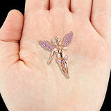 0.70ct 14K Gold Fancy Pink Diamonds Angel Pendant