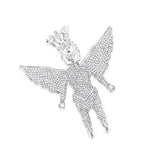 10K Gold 1.5ct Iced Out Crowned Angel Pendant with Diamonds