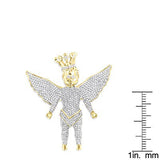 10K Gold 1.5ct Iced Out Crowned Angel Pendant with Diamonds