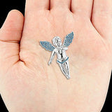 14k Gold 0.70ct Mini Angels with Blue Diamond Wings Charm