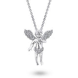 14K Gold 0.88ct Pave Diamond Angel Pendant Charm