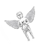 10K Small Praying Diamond Angel Pendant 0.60ct