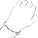 Sterling Silver 0.10ct Diamond Heart Lock Charm Bracelet