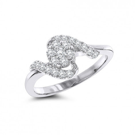 14k 0.59ct Diamond Cluster Engagement Ring