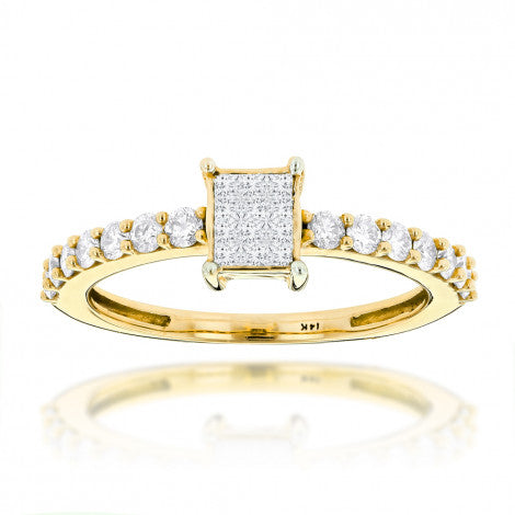 Promise Rings: Affordable 14K Gold Preset Diamond Engagement Ring .7ct
