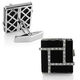 Black Onyx and Diamonds 14K Gold Mens Cufflinks