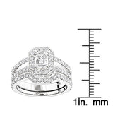 Halo Emerald Diamond Engagement Ring Wedding Band Set in 14k Gold 2.6ct
